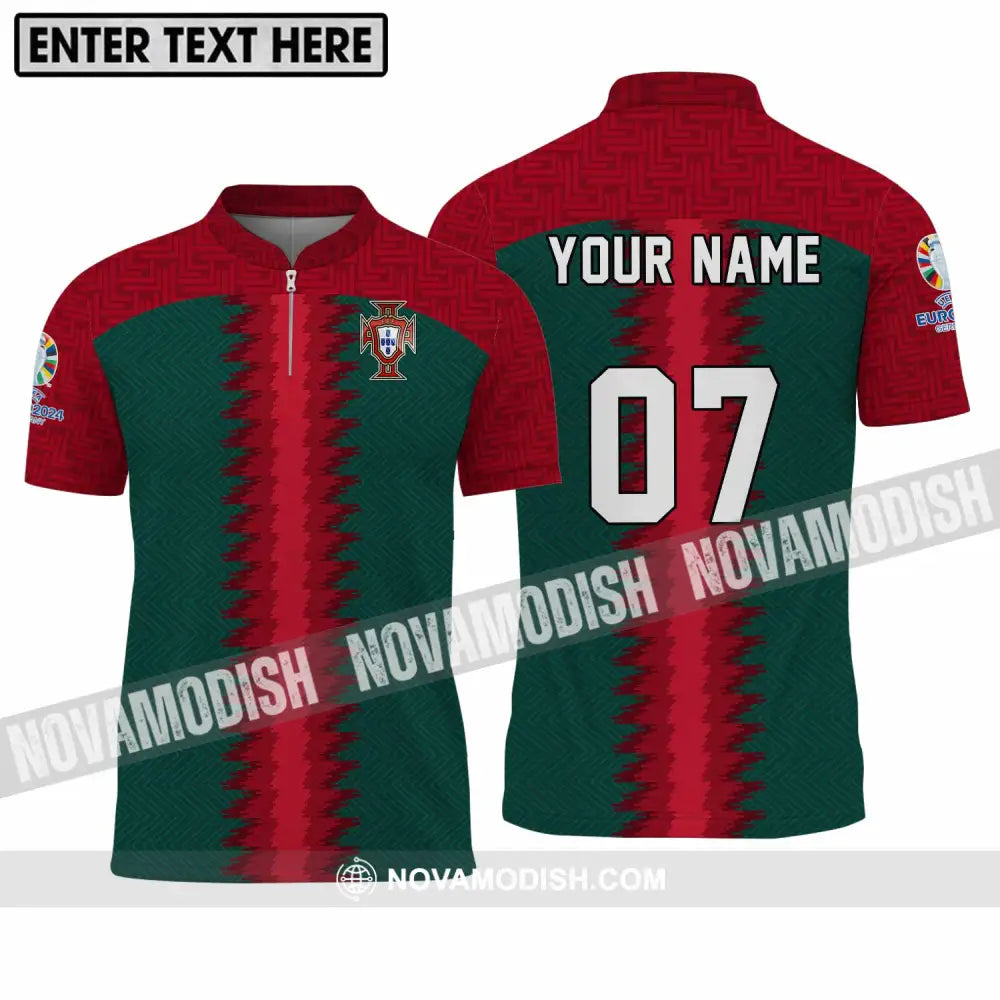 Unisex Shirt - Custom Name And Number Portugal Team Shirt Zipper Polo Shirt / S T-shirt