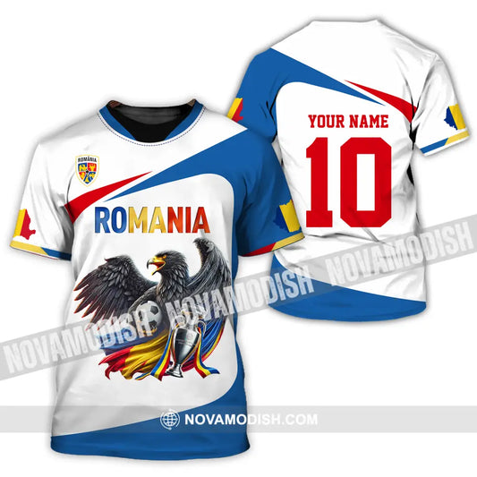 Unisex Shirt - Custom Name And Number Shirt Romania Eagle National Team Euro 2024 Cup Ball T-Shirt / S T-shirt