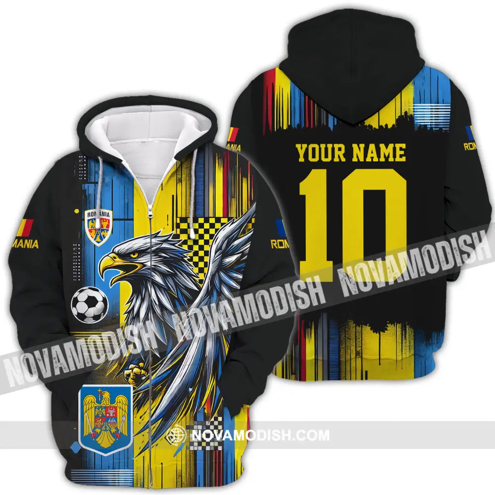 Unisex Shirt - Custom Name And Number Romania Shirt Enhance Zipper Hoodie / S T-shirt