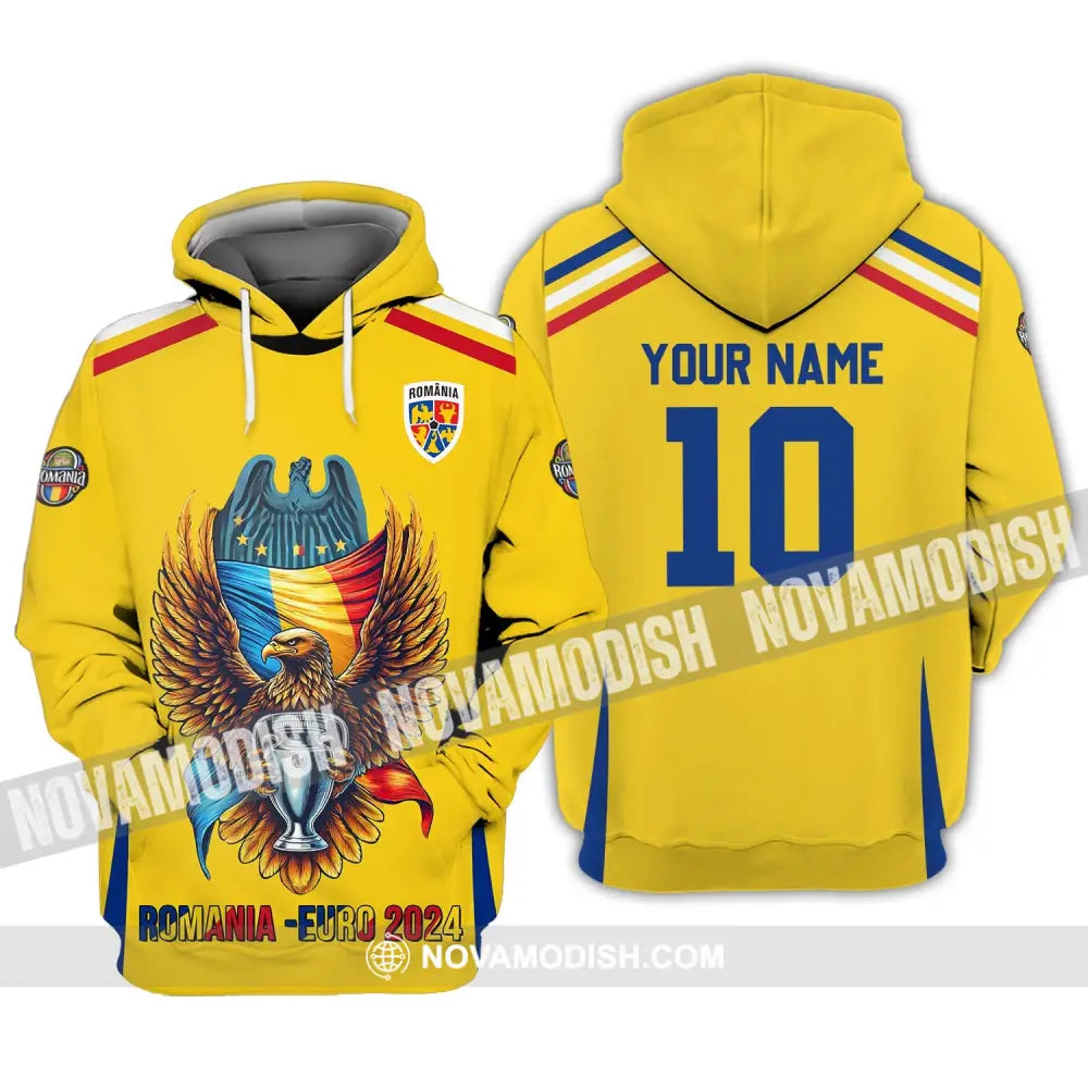 Unisex Shirt - Custom Name And Number Romania Euro 2024 Hoodie / S T-Shirt