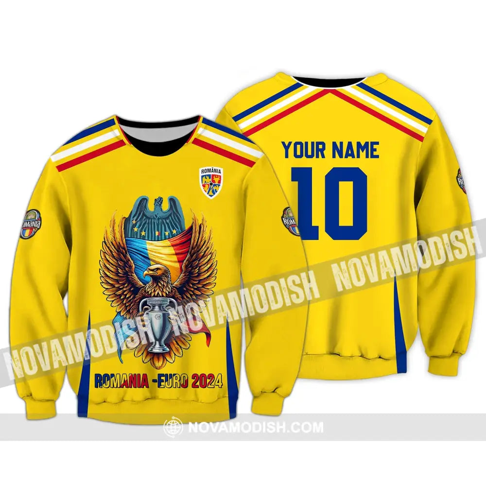 Unisex Shirt - Custom Name And Number Romania Euro 2024 Long Sleeve / S T-Shirt