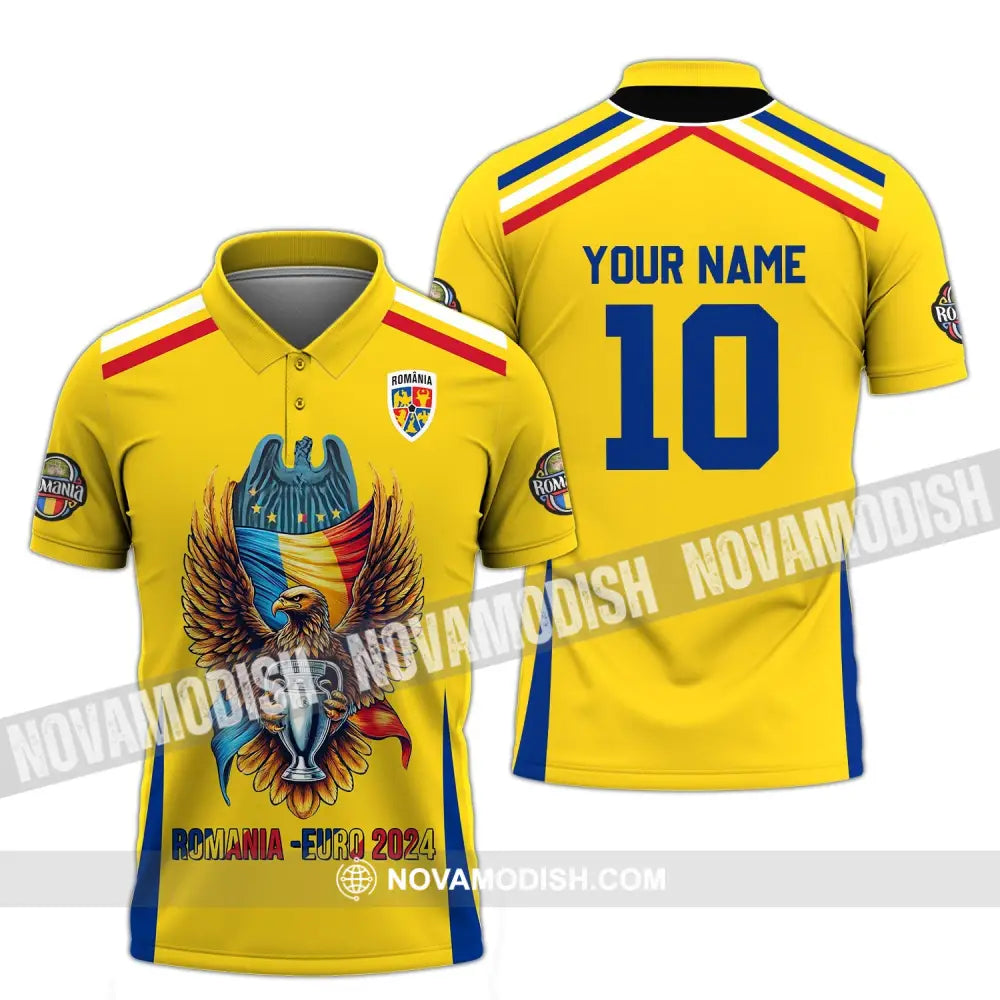 Unisex Shirt - Custom Name And Number Romania Euro 2024 Polo / S T-Shirt