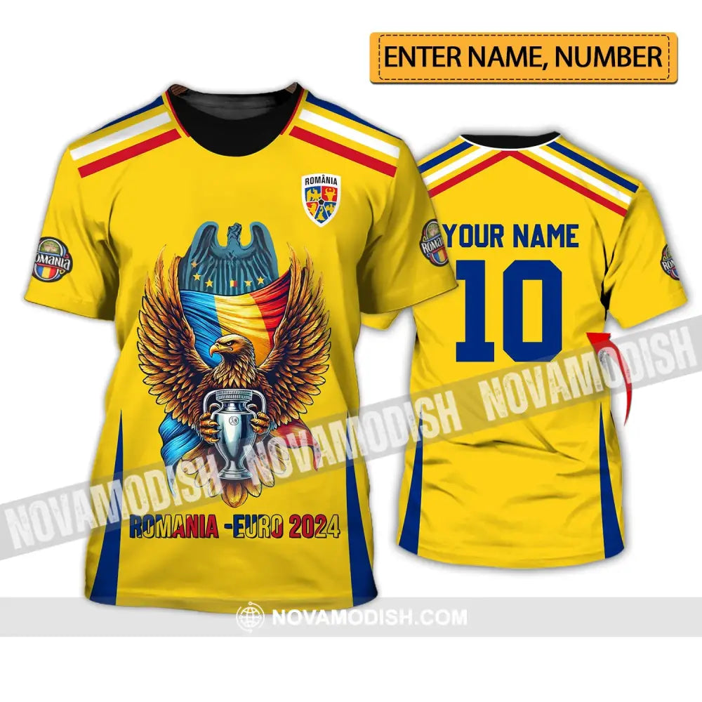 Unisex Shirt - Custom Name And Number Romania Euro 2024 T-Shirt