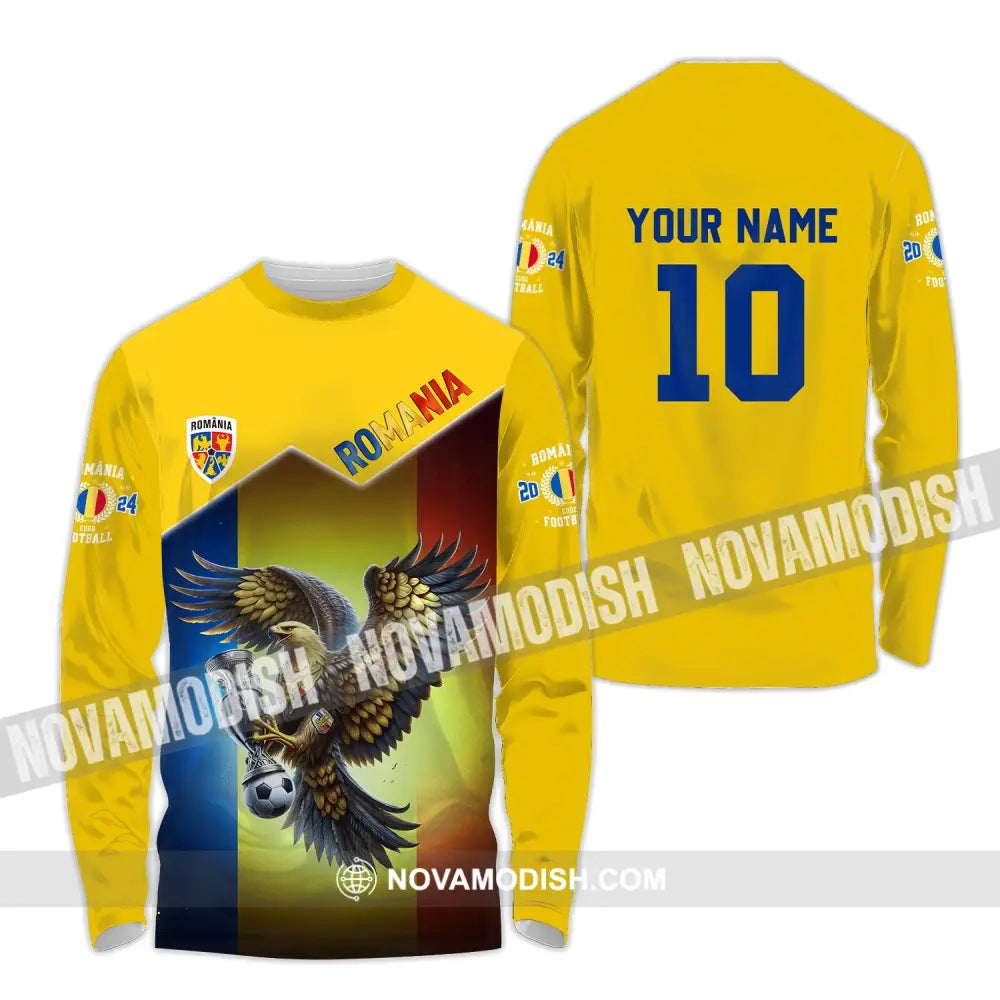 Unisex Shirt - Custom Name And Number Romania Euro 2024 Team Long Sleeve / S T-Shirt