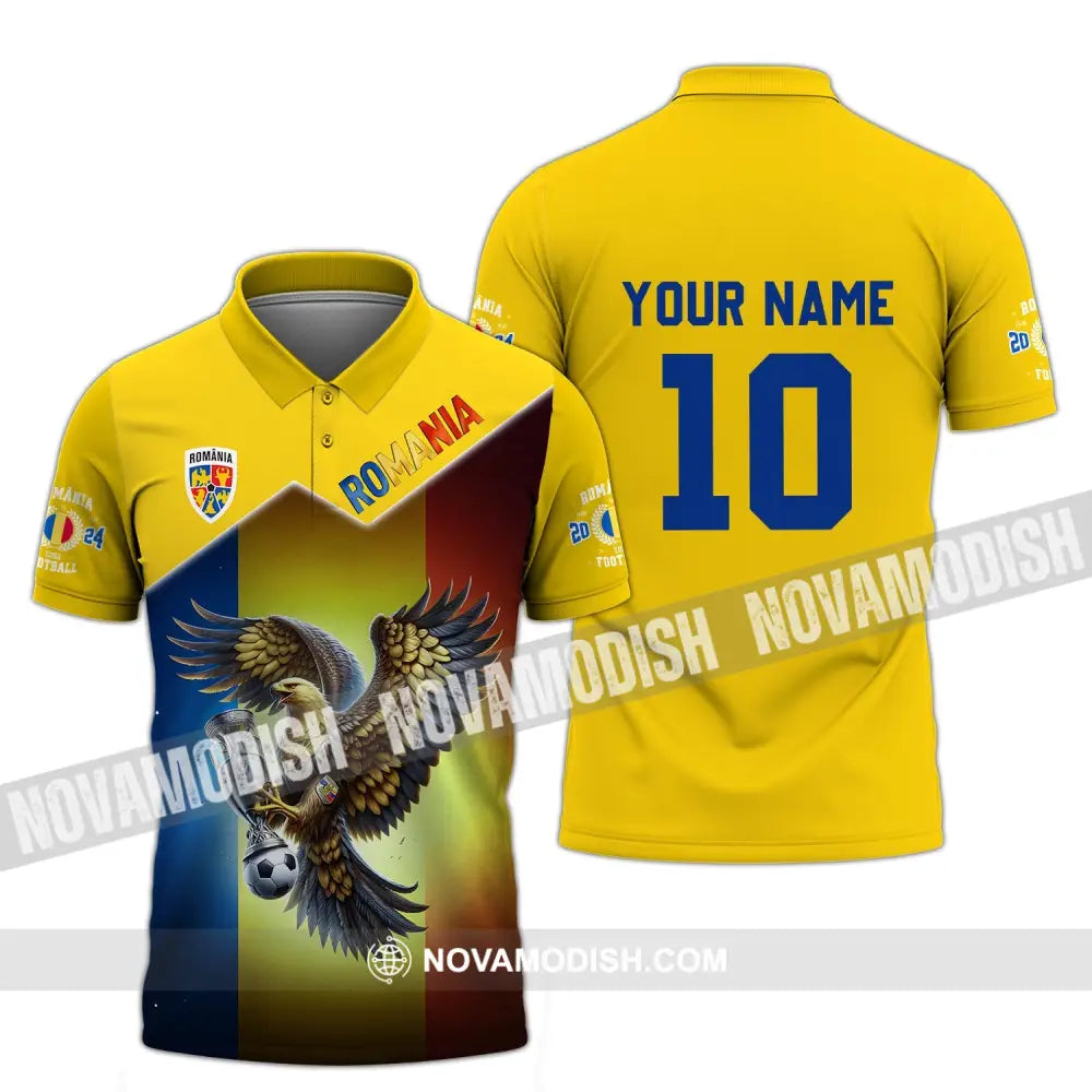 Unisex Shirt - Custom Name And Number Romania Euro 2024 Team Polo / S T-Shirt