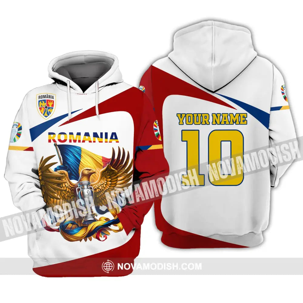 Unisex Shirt Custom Name And Number Romania Football Polo Euro 2024 Hoodie Long Sleeve / S T-Shirt