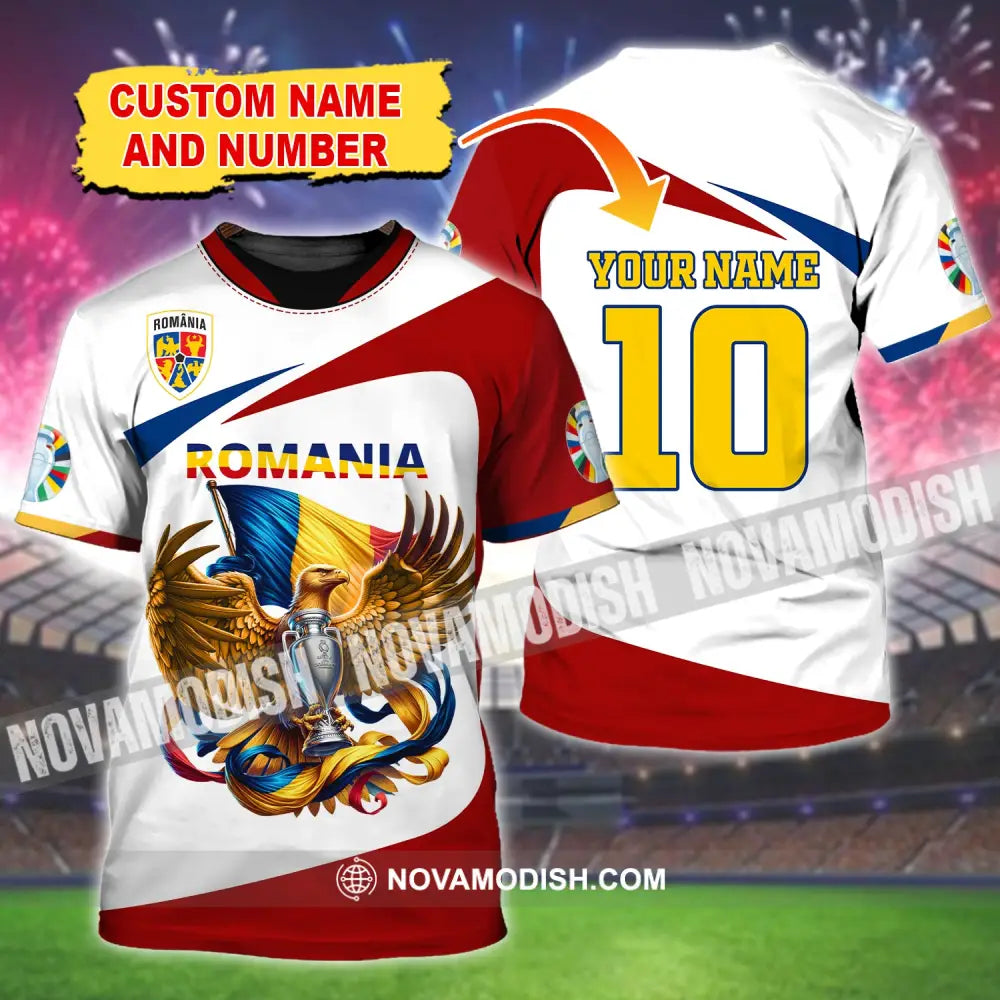 Unisex Shirt Custom Name And Number Romania Football Polo Euro 2024 Hoodie Long Sleeve T-Shirt