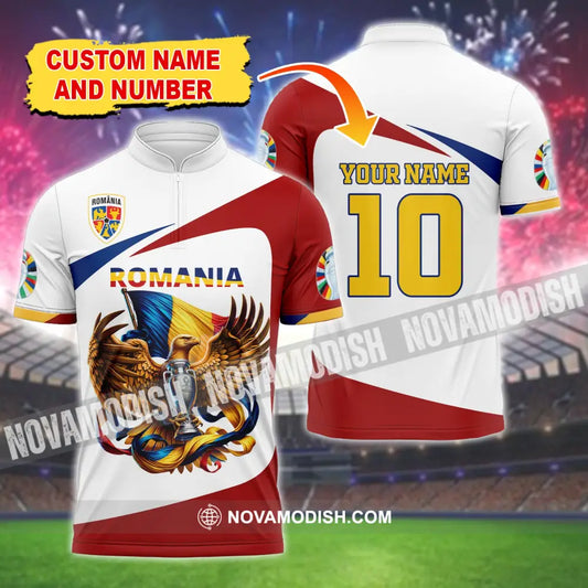 Unisex Shirt Custom Name And Number Romania Football Polo Euro 2024 Hoodie Long Sleeve T-Shirt