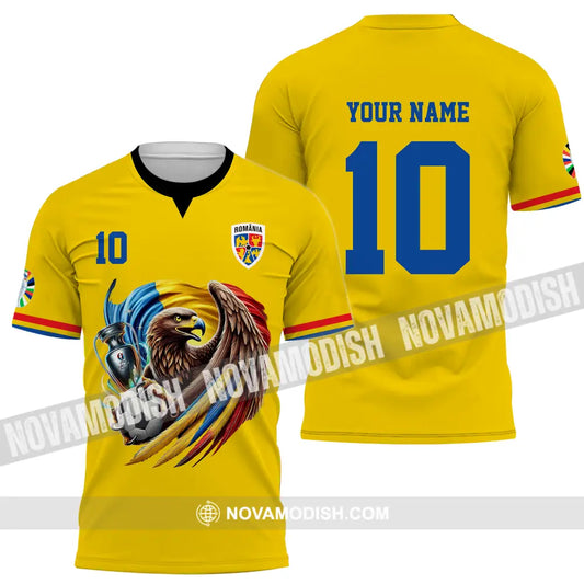 Unisex Shirt - Custom Name And Number Shirt Romania National Team Euro 2024 Cup Ball T-Shirt / S T-shirt