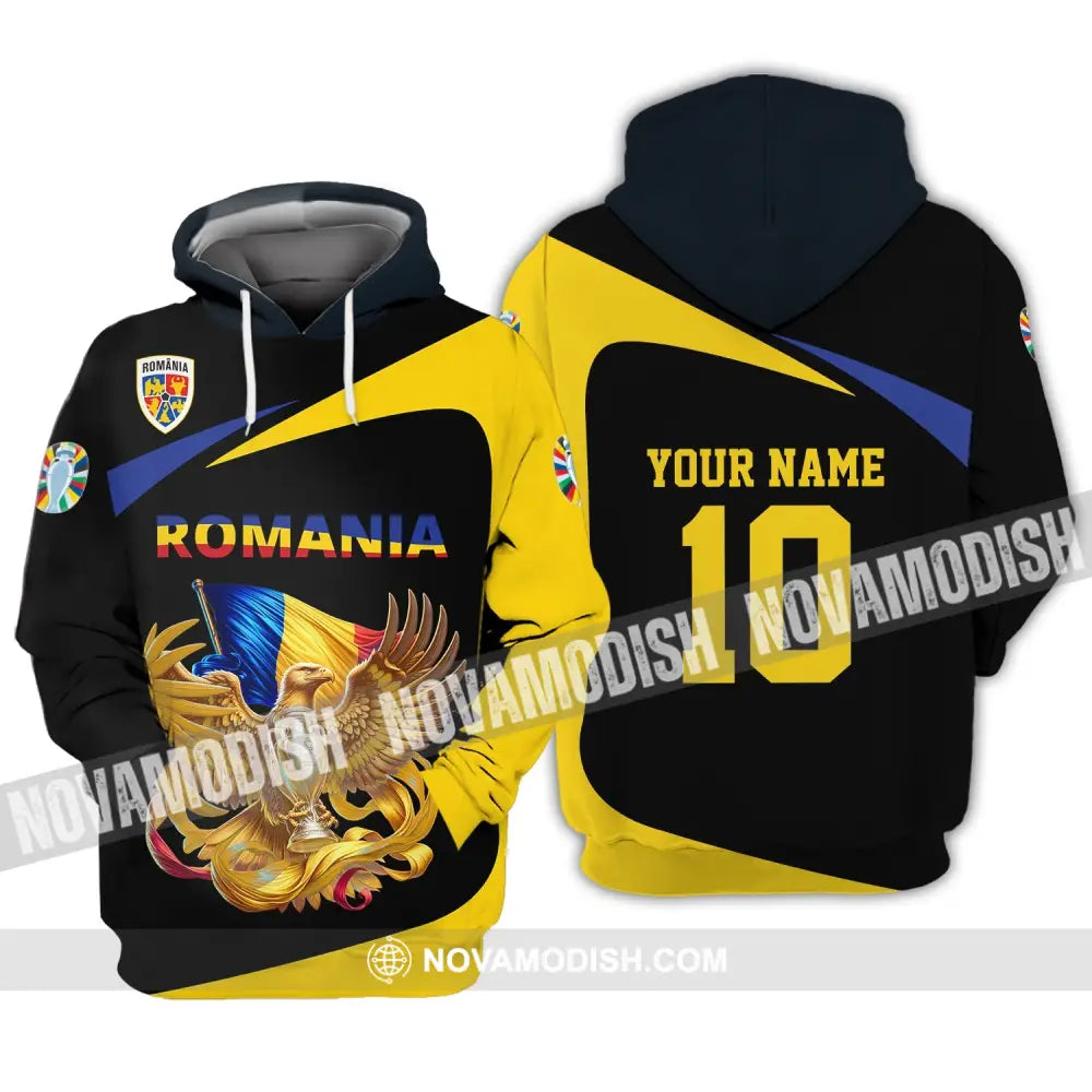 Unisex Shirt - Custom Name And Number Romania National Team Euro 2024 Hoodie / S T-Shirt