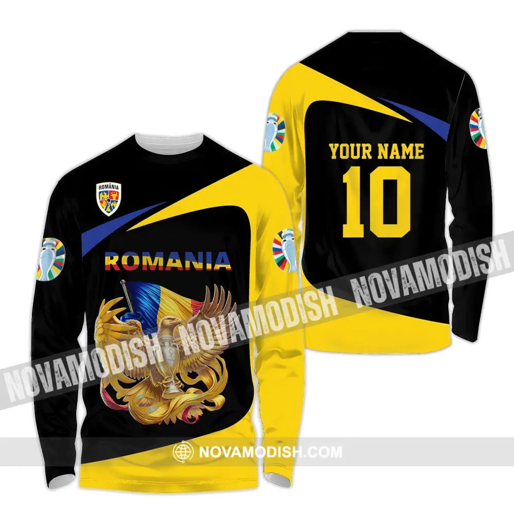 Unisex Shirt - Custom Name And Number Romania National Team Euro 2024 Long Sleeve / S T-Shirt