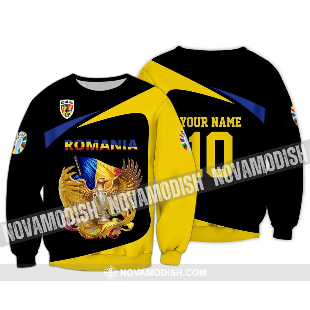 Unisex Shirt - Custom Name And Number Romania National Team Euro 2024 Long Sleeve / S T-Shirt