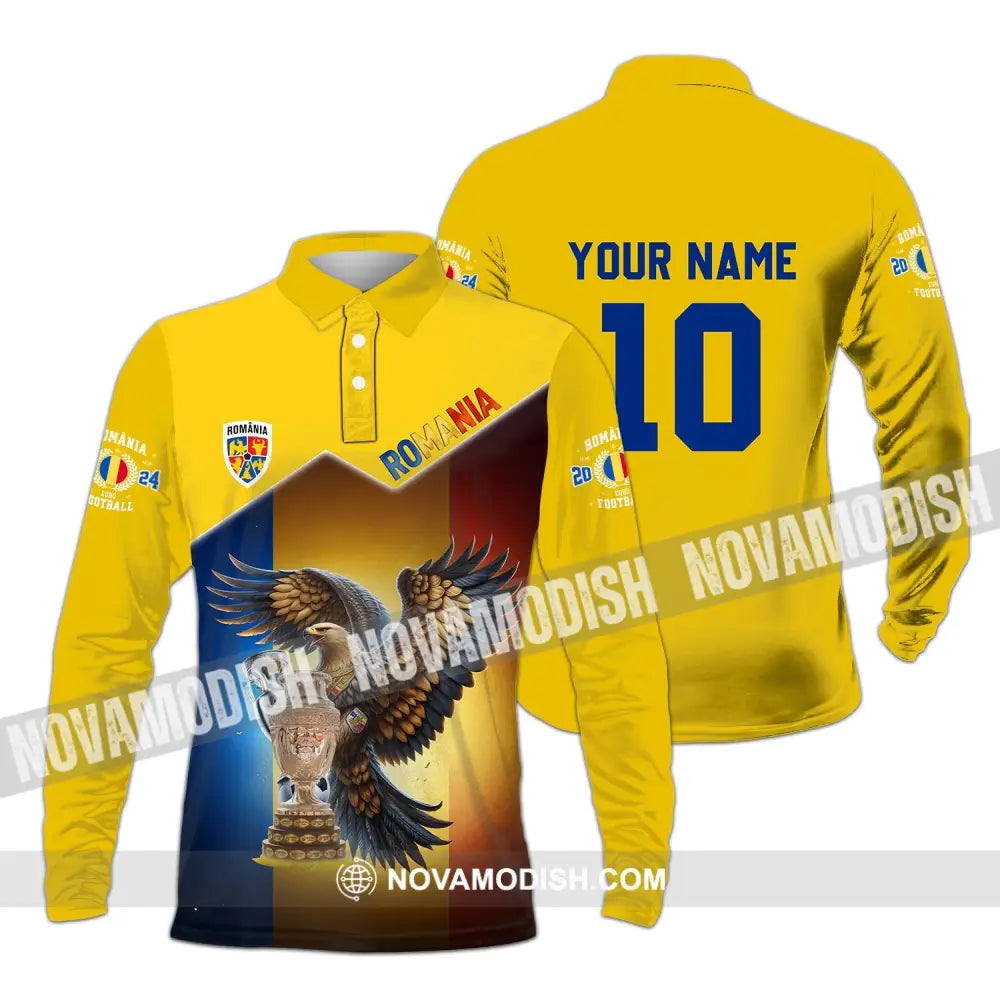 Unisex Shirt - Custom Name And Number Romania National Team Lover Long Sleeve Polo / S T-Shirt