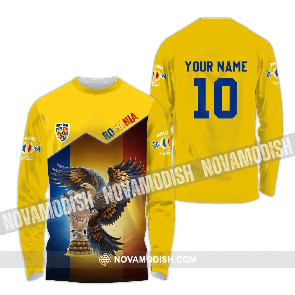 Unisex Shirt - Custom Name And Number Romania National Team Lover Long Sleeve / S T-Shirt