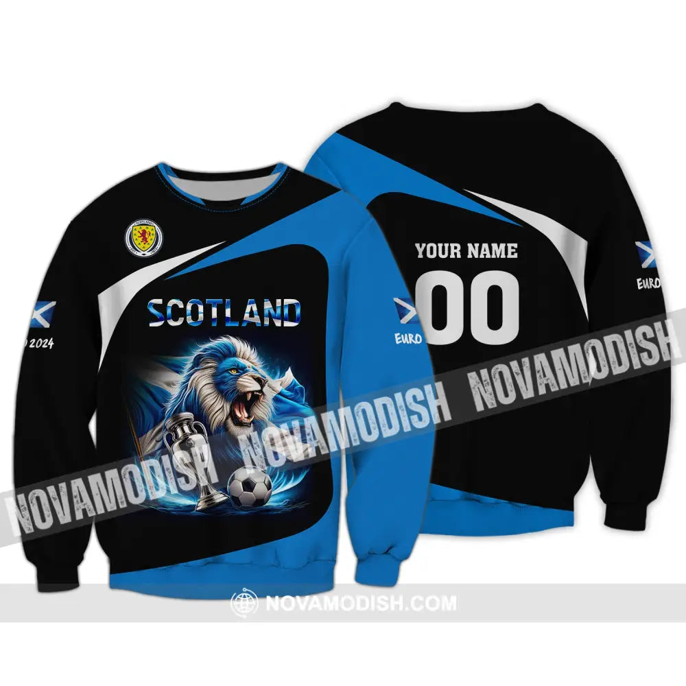 Unisex Shirt Custom Name And Number Scotland Football Euro 2024 Polo Long Sleeve / S T-Shirt