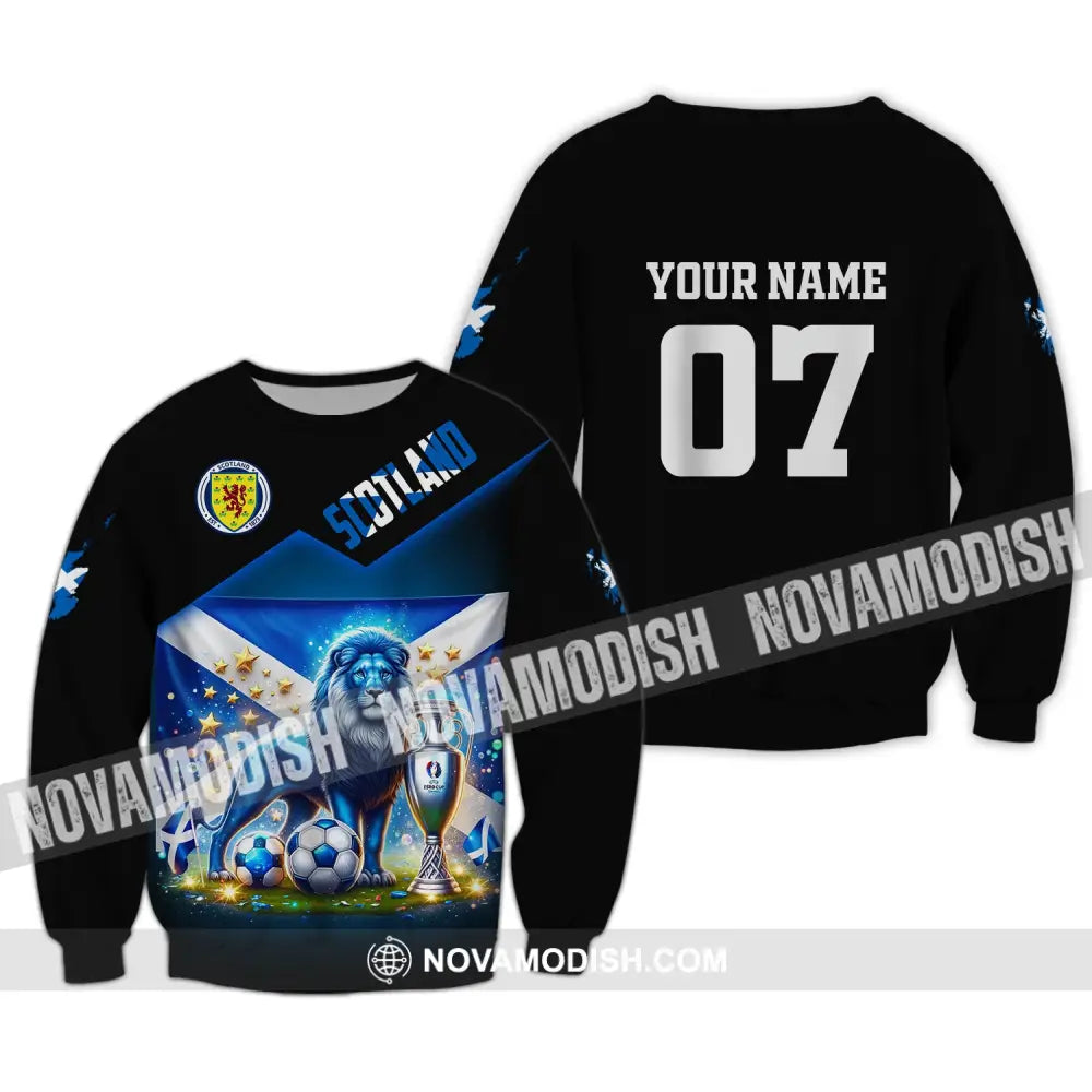 Unisex Shirt Custom Name And Number Scotland Football Euro 2024 Polo Long Sleeve / S T-Shirt