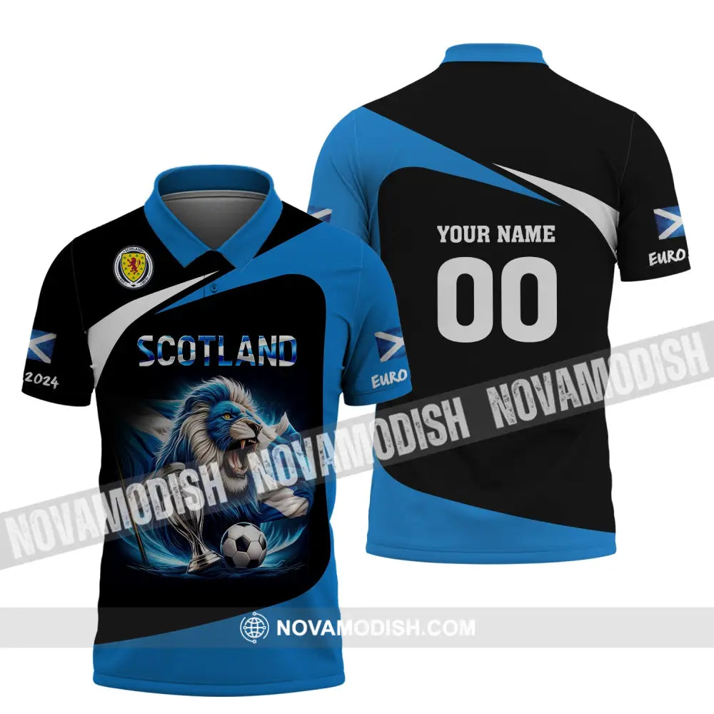 Unisex Shirt Custom Name And Number Scotland Football Euro 2024 Polo Long Sleeve / S T-Shirt