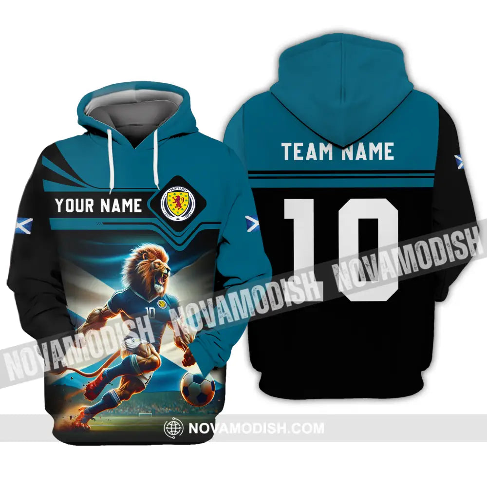 Unisex Shirt - Custom Name And Number Scotland Lion Playing Ball Shirt Hoodie / S T-shirt
