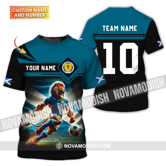 Unisex Shirt - Custom Name And Number Scotland Lion Playing Ball Shirt T-shirt