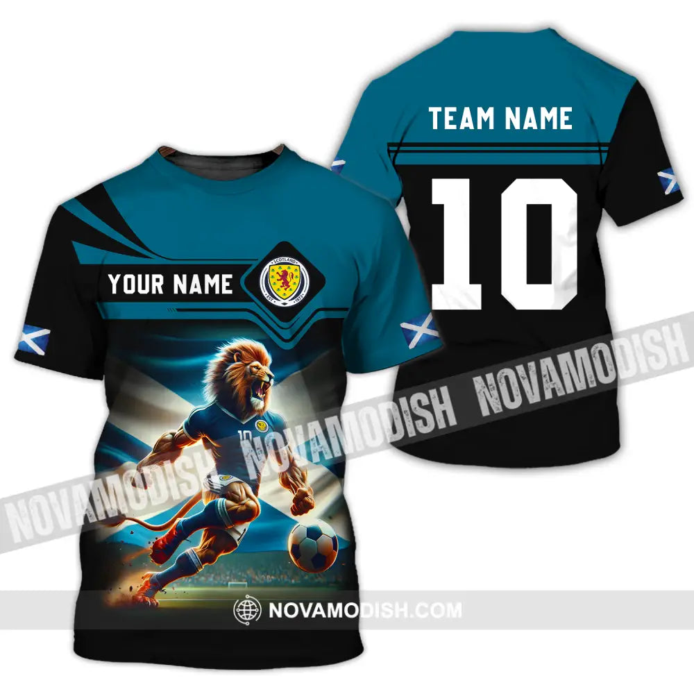 Unisex Shirt - Custom Name And Number Scotland Lion Playing Ball Shirt T-Shirt / S T-shirt