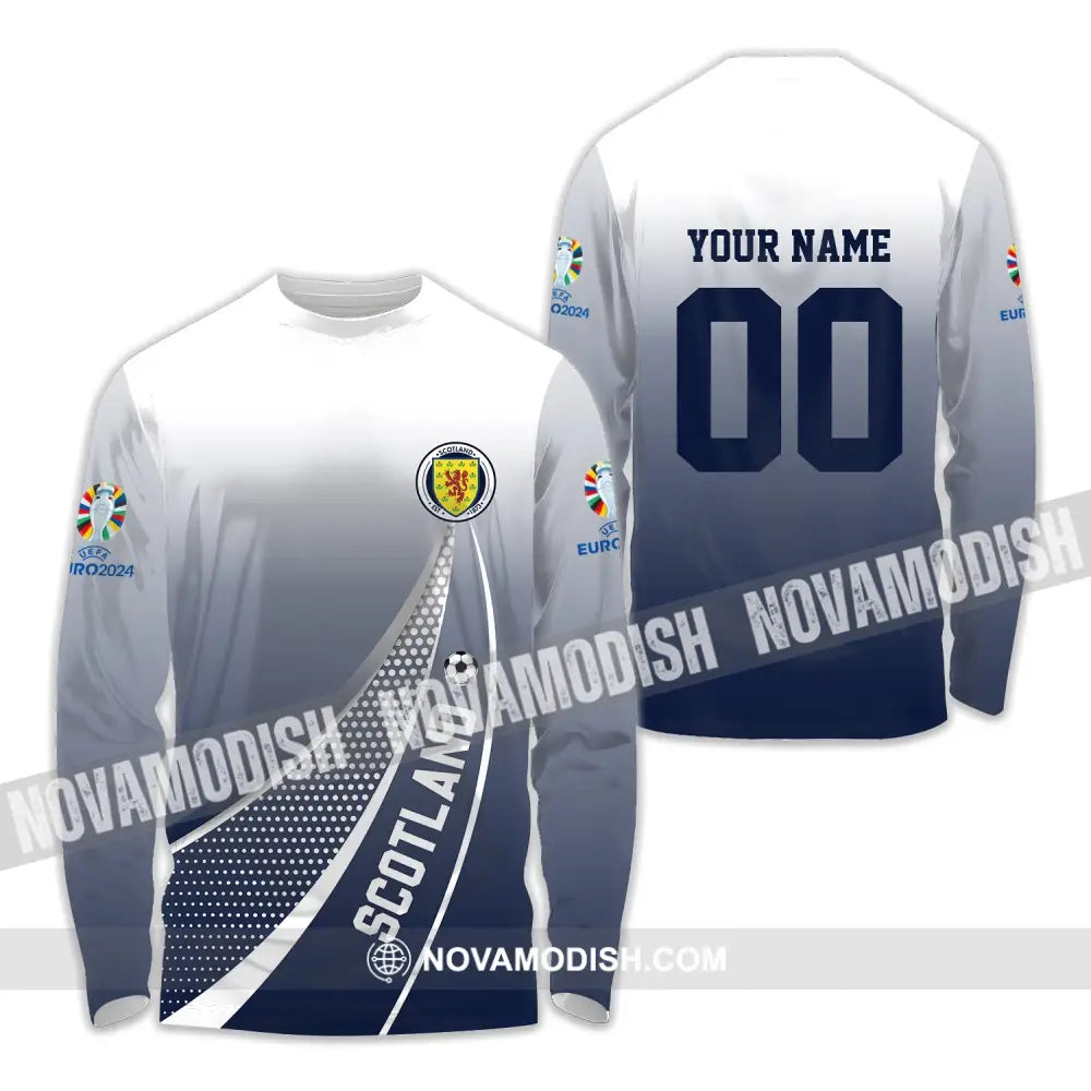 Unisex Shirt - Custom Name And Number Scotland National Team Euro Shirt 2024 Long Sleeve Shirt / S T-shirt