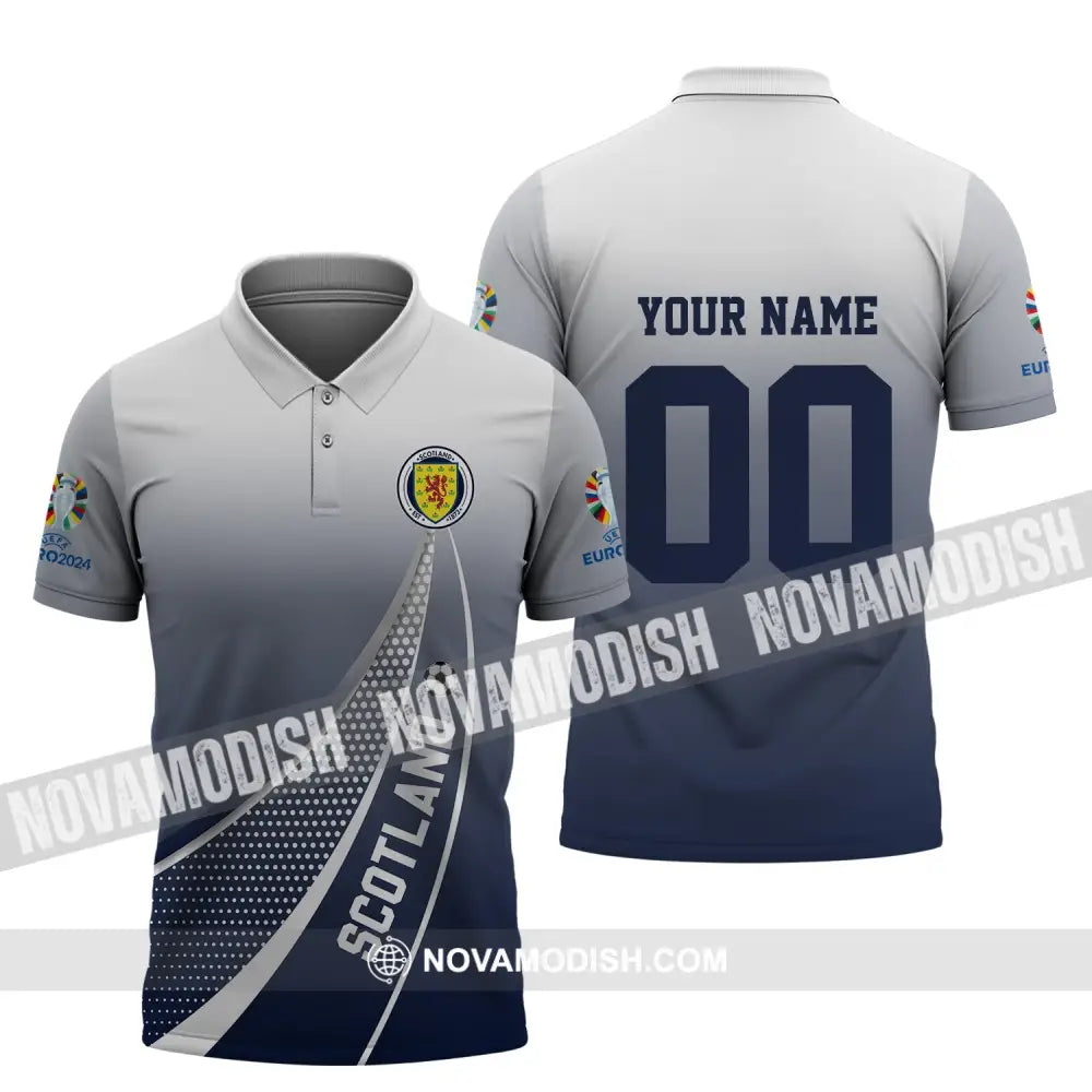 Unisex Shirt - Custom Name And Number Scotland National Team Euro Shirt 2024 Polo Shirt / S T-shirt