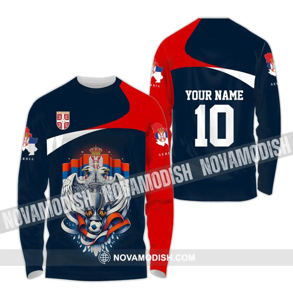 Unisex Shirt - Custom Name And Number Serbia Euro 2024 National Team Long Sleeve / S T-Shirt