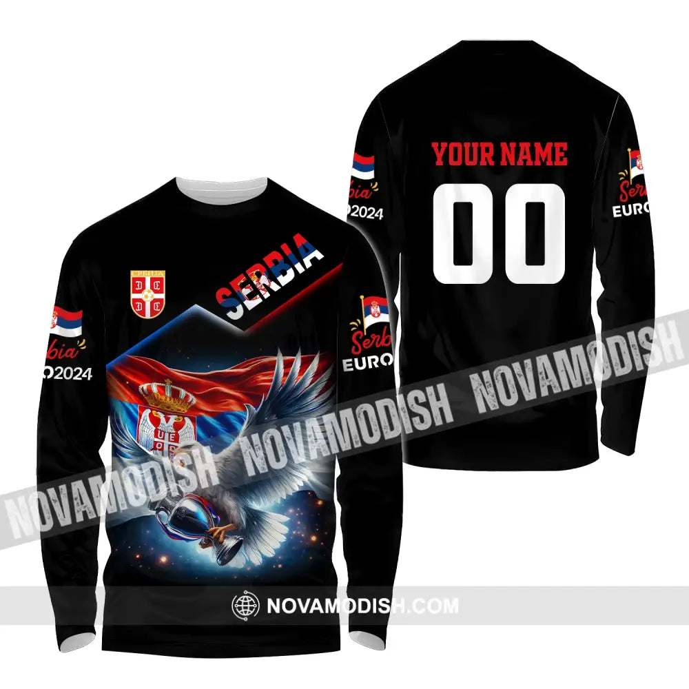 Unisex Shirt Custom Name And Number Serbia Football Polo Long Sleeve / S T-Shirt