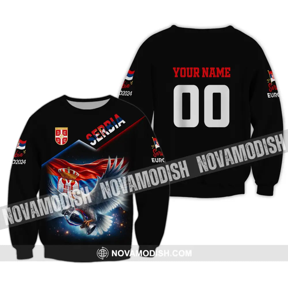 Unisex Shirt Custom Name And Number Serbia Football Polo Long Sleeve / S T-Shirt