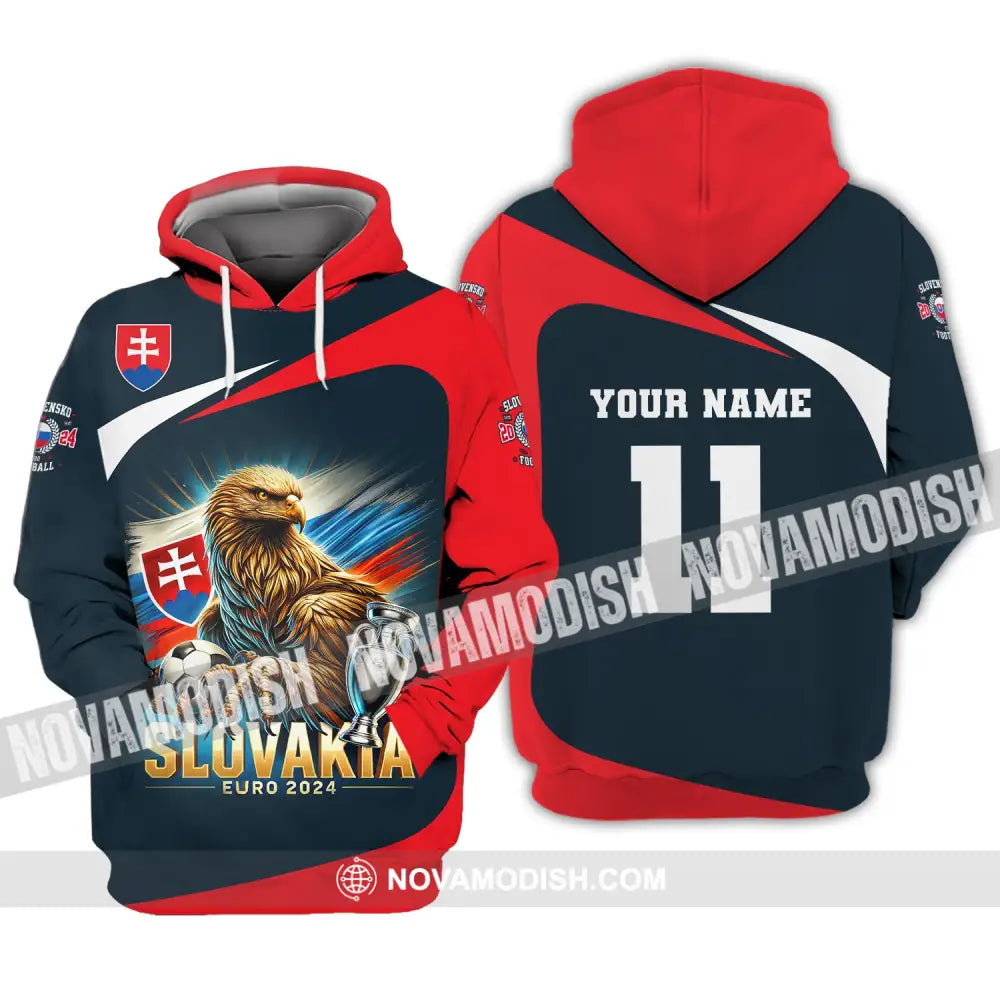 Unisex Shirt Custom Name And Number Slovakia Euro 2024 Football Uefa Polo Long Sleeve Hoodie / S