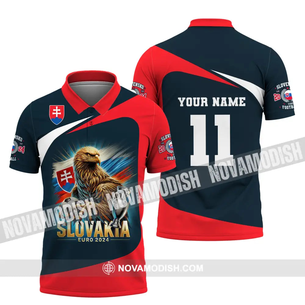 Unisex Shirt Custom Name And Number Slovakia Euro 2024 Football Uefa Polo Long Sleeve / S T-Shirt