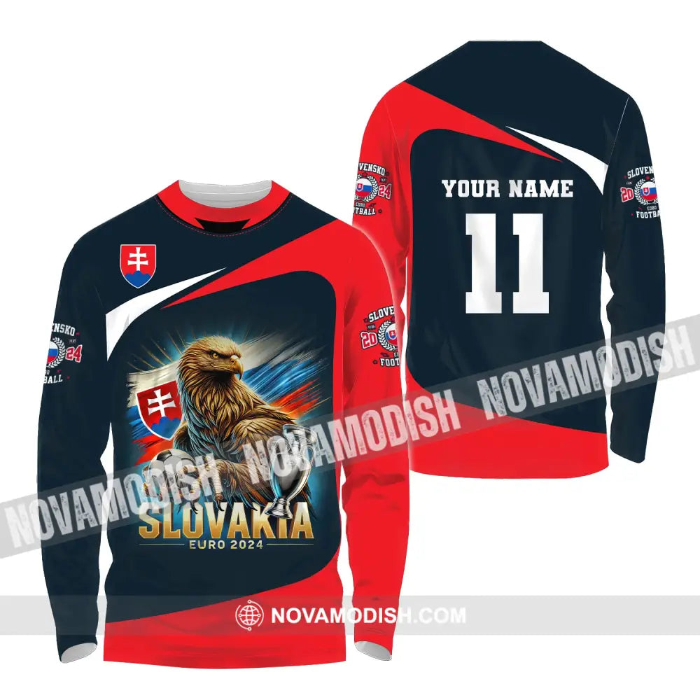 Unisex Shirt Custom Name And Number Slovakia Euro 2024 Football Uefa Polo Long Sleeve / S T-Shirt