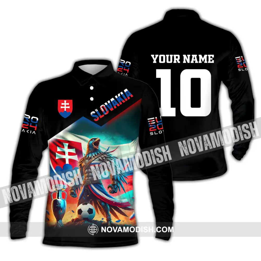 Unisex Shirt Custom Name And Number Slovakia Football Polo Long Sleeve / S T-Shirt