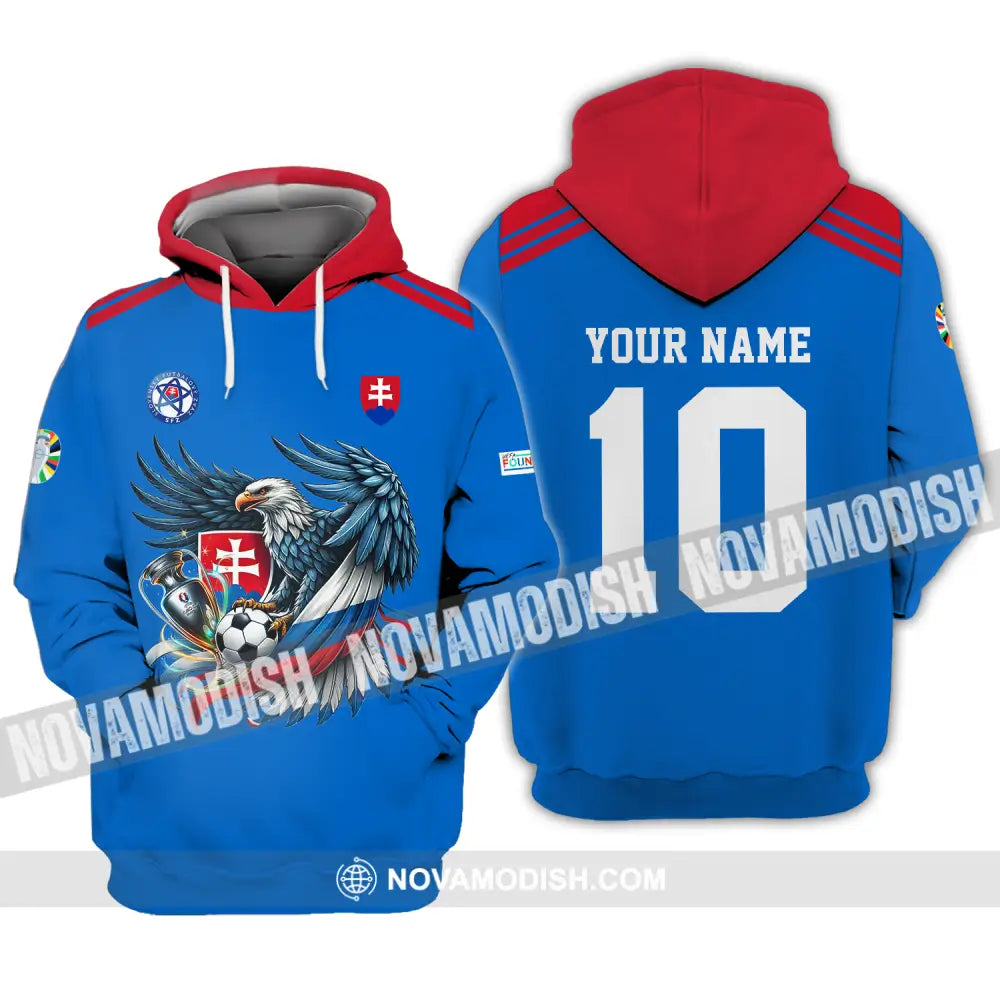 Unisex Shirt - Custom Name And Number Shirt Slovakia National Team Blue Euro 2024 Hoodie / S T-shirt