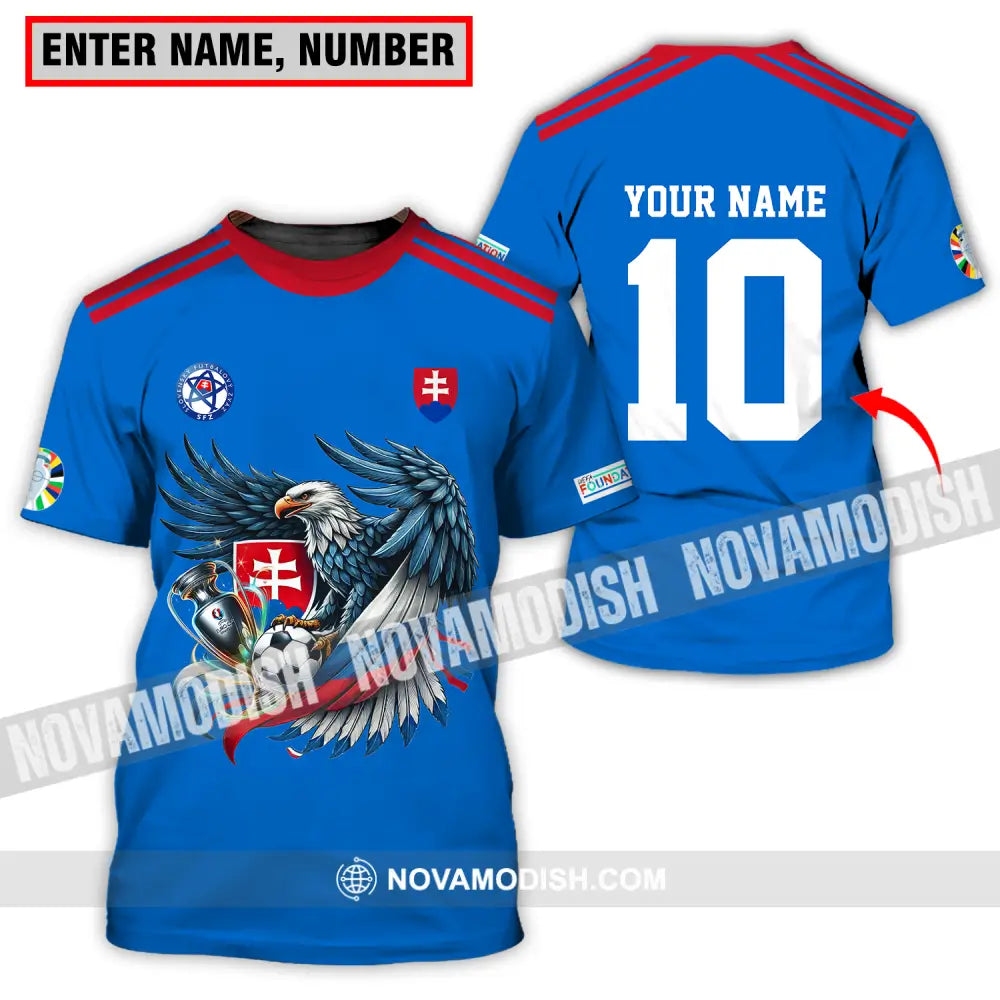 Unisex Shirt - Custom Name And Number Shirt Slovakia National Team Blue Euro 2024 T-shirt