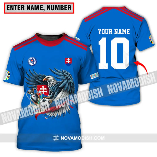 Unisex Shirt - Custom Name And Number Shirt Slovakia National Team Blue Euro 2024 T-shirt