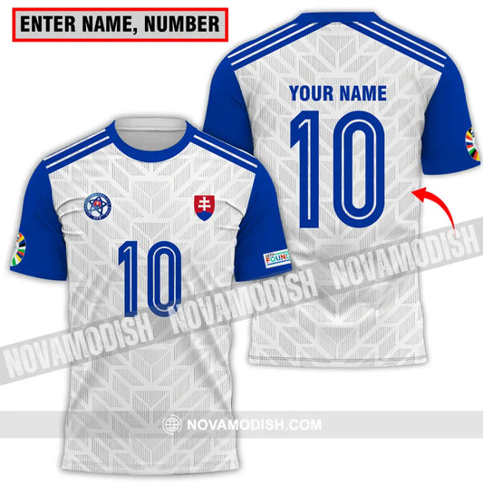 Unisex Shirt - Custom Name And Number Shirt Slovakia National Team White And Blue Euro 2024 T-shirt