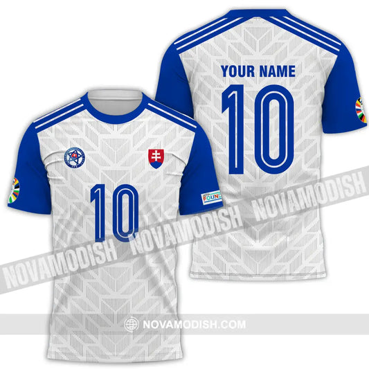 Unisex Shirt - Custom Name And Number Shirt Slovakia National Team White And Blue Euro 2024 T-Shirt / S T-shirt