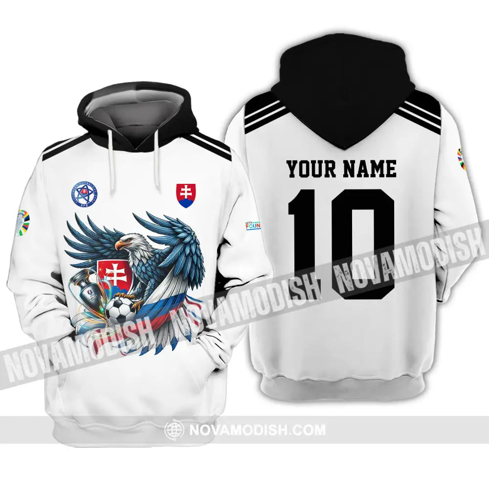 Unisex Shirt - Custom Name And Number Shirt Slovakia National Team White Euro 2024 Hoodie / S T-shirt