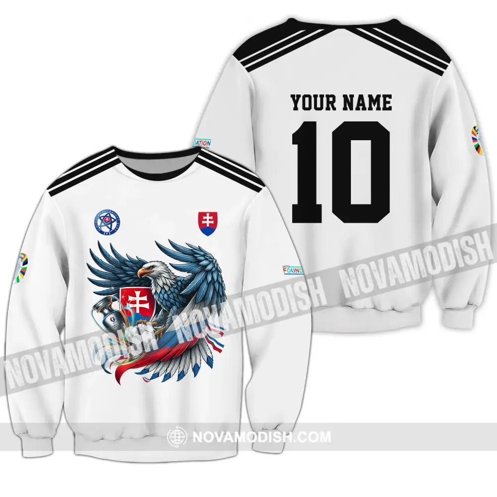 Unisex Shirt - Custom Name And Number Shirt Slovakia National Team White Euro 2024 Long Sleeve / S T-shirt
