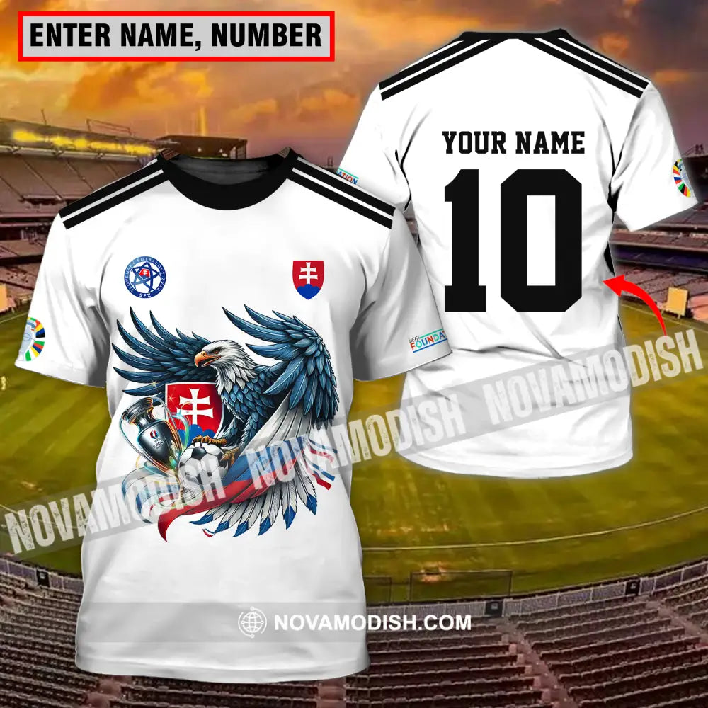 Unisex Shirt - Custom Name And Number Shirt Slovakia National Team White Euro 2024 T-shirt