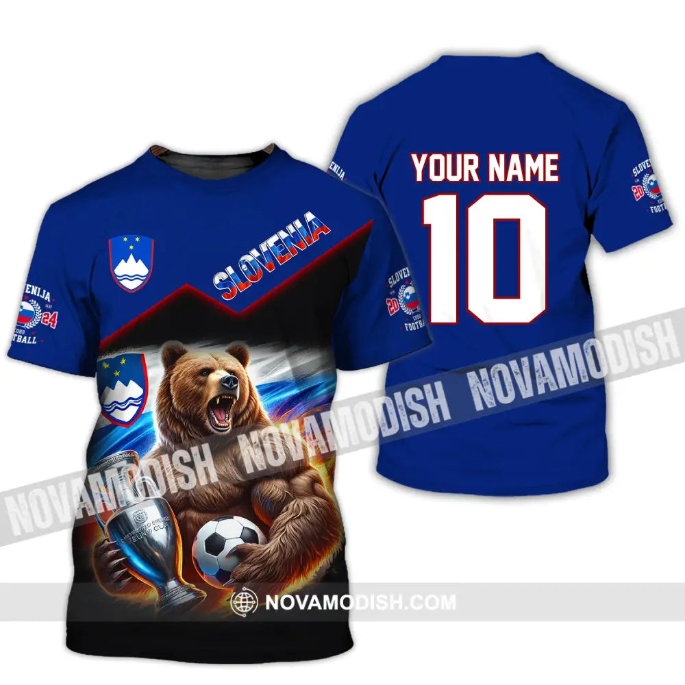 Unisex Shirt Custom Name And Number Slovenia Football Polo Euro 2024 Hoodie Long Sleeve T-Shirt / S