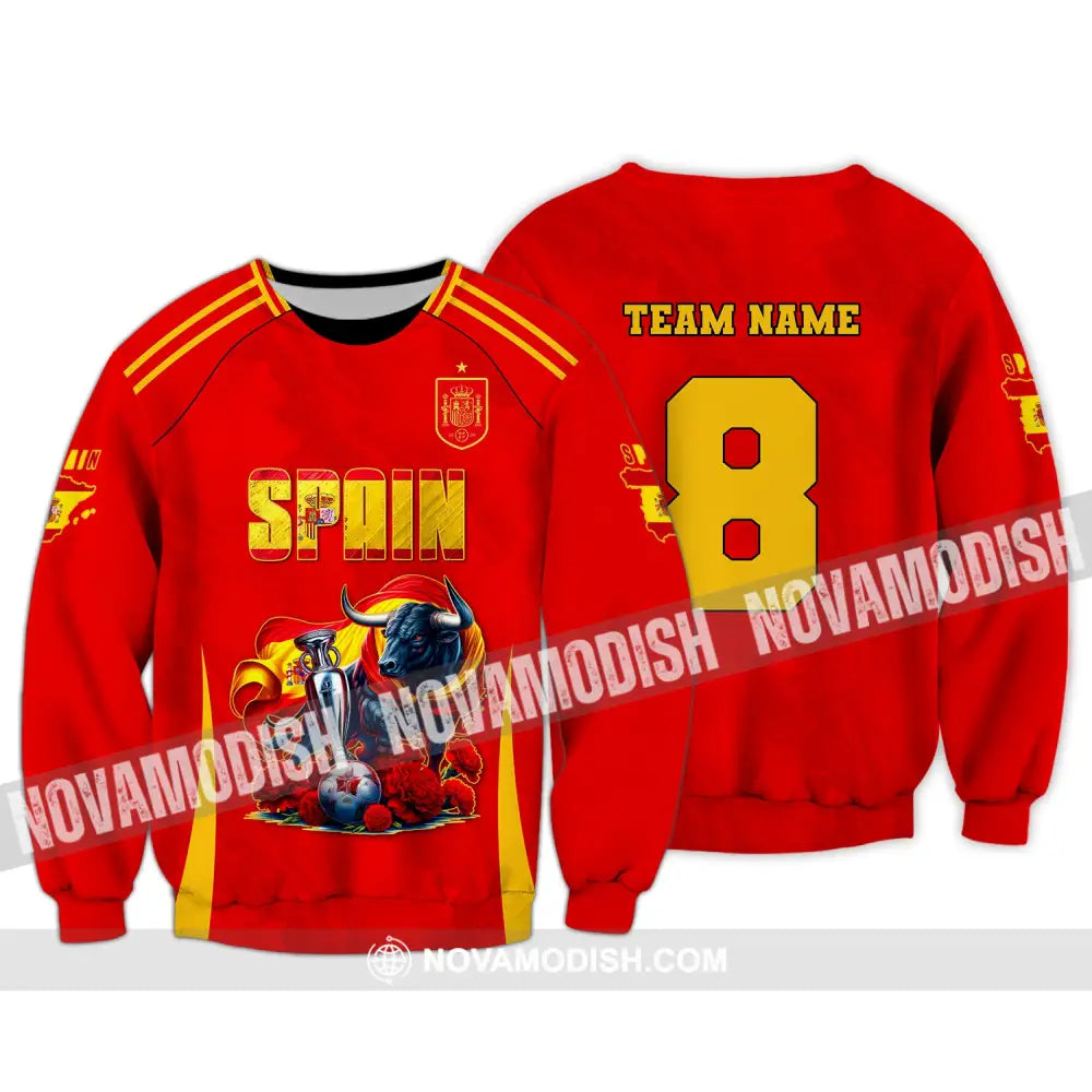 Unisex Shirt Custom Name And Number Spain Football Euro 2024 Polo Long Sleeve / S T-Shirt