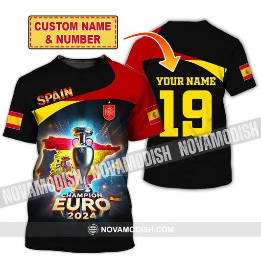 Unisex Shirt Custom Name And Number Spain Football Euro 2024 Polo Long Sleeve T-Shirt