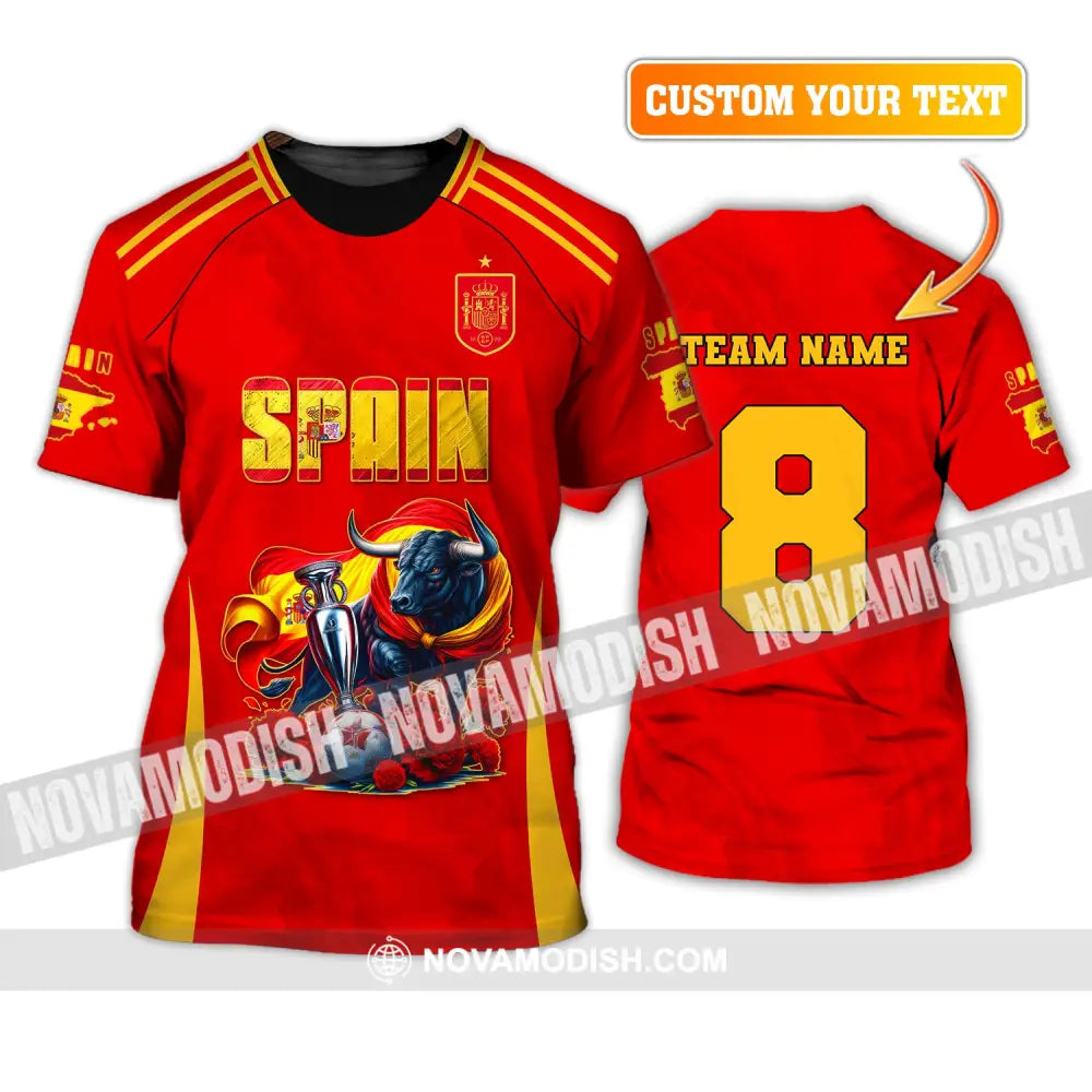 Unisex Shirt Custom Name And Number Spain Football Euro 2024 Polo Long Sleeve T-Shirt