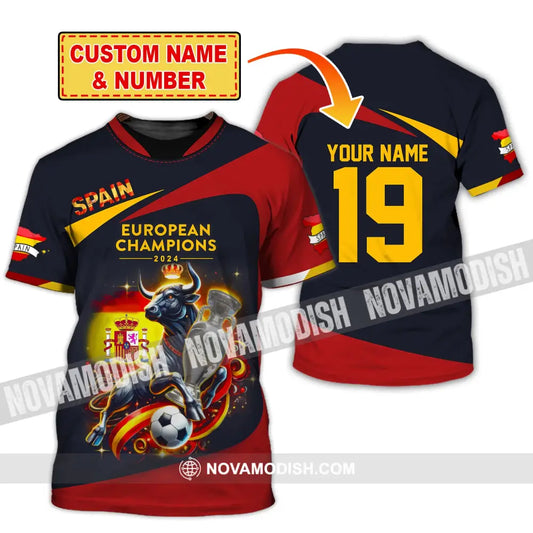 Unisex Shirt Custom Name And Number Spain Football Euro 2024 Polo Long Sleeve T-Shirt