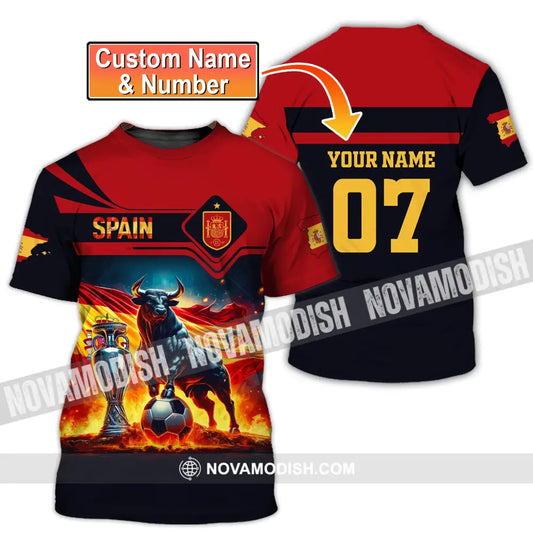 Unisex Shirt Custom Name And Number Spain Football Polo Euro 2024 Hoodie Long Sleeve T-Shirt