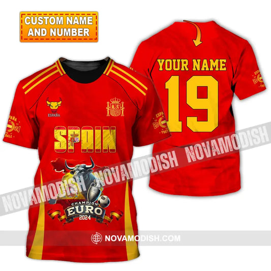 Unisex Shirt Custom Name And Number Spain Football Polo Euro 2024 Hoodie Long Sleeve T-Shirt