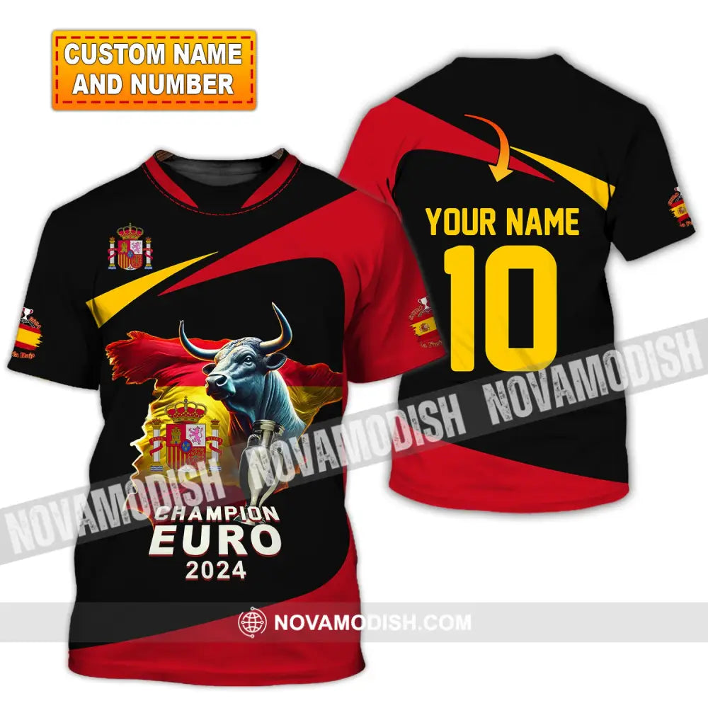 Unisex Shirt Custom Name And Number Spain Football Polo Euro 2024 Hoodie Long Sleeve T-Shirt