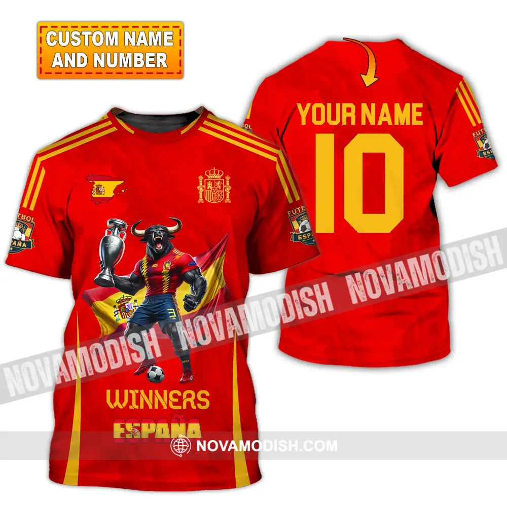 Unisex Shirt Custom Name And Number Spain Football Polo Euro 2024 Hoodie Long Sleeve T-Shirt